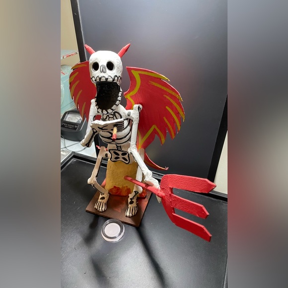 Diablo Skeleton Day Of The Dead Paper Mache dia de los muertos Mexico RARE Vntg - Picture 6 of 12